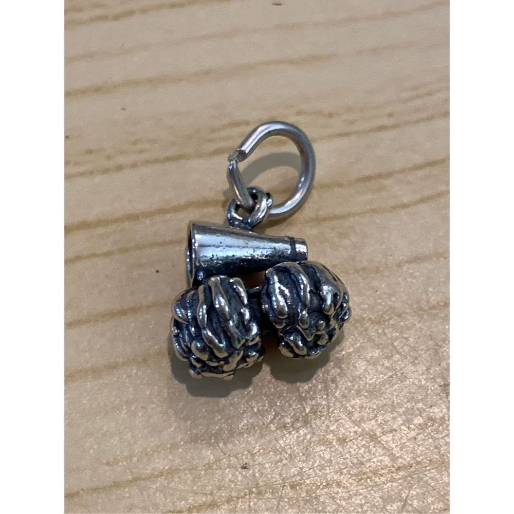 Pom Poms with Small Megaphone Sterling Silver Jewelry Charm #cheerleader